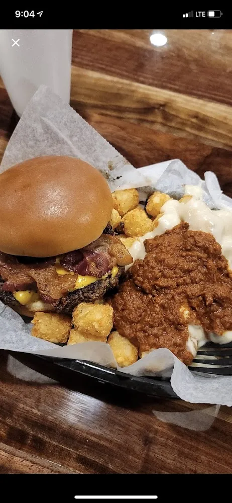 6 Oz Steak Burger and Loaded Tots