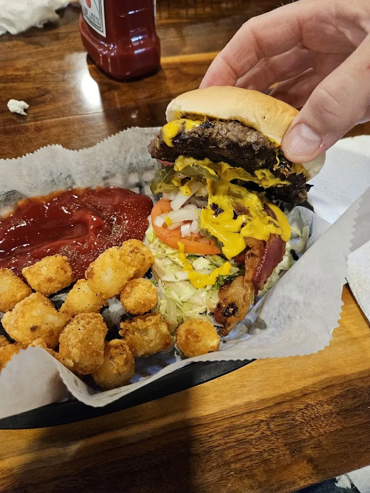 6 Oz Steak Burger and Tots